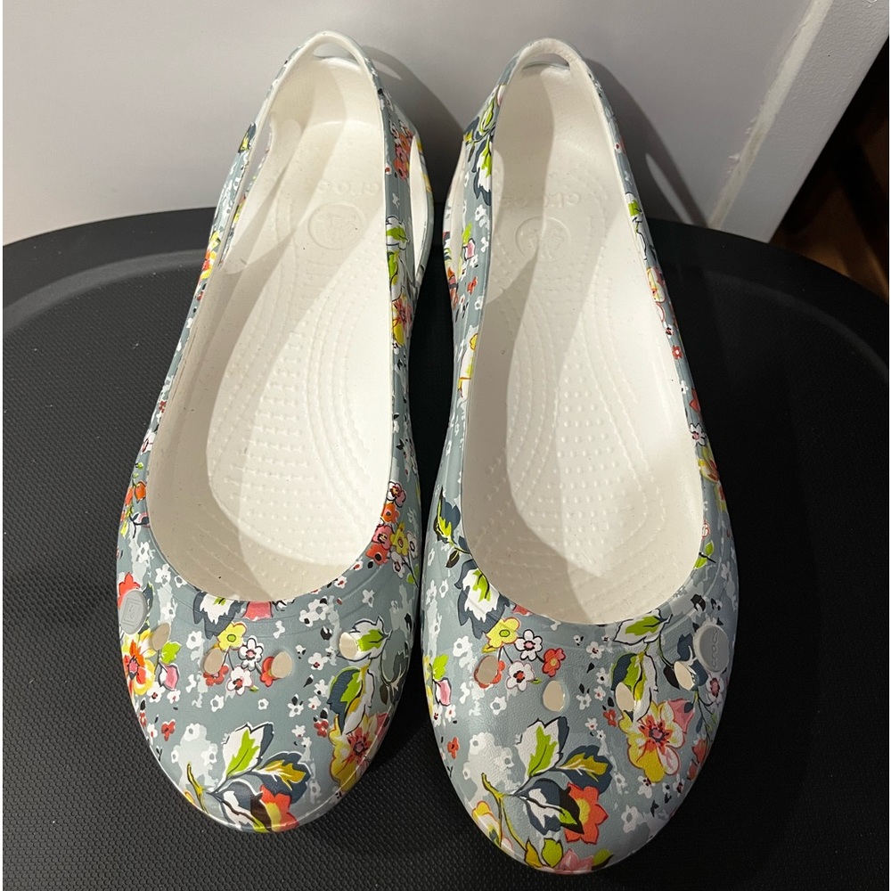 Crocs Vera Bradley Collab Blue Floral Slip on Kadee Minimalist Flats Women’s 7